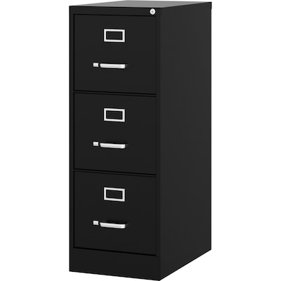 Lorell Fortress 3-Drawer Vertical File Cabinet, Letter Size, Lockable, 40.2"H x 15"W x 22"D, Black (LLR42297)