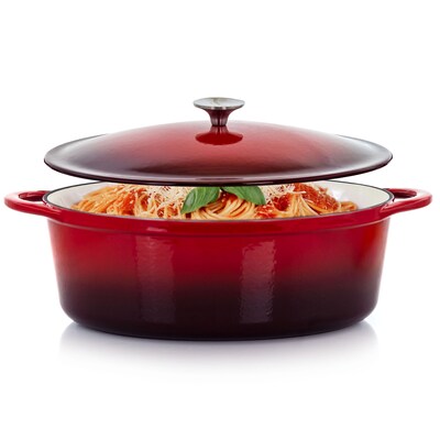 MegaChef Cast Iron 7 Qt. Dutch Oven, Red (937112870M)