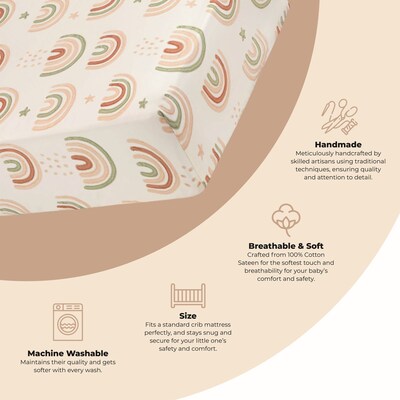 Cane Baby Parker Fitted Crib Sheet, Rainbow (BC-100CFS-7)