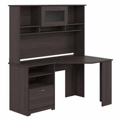 Bush Furniture Cabot 60W Corner Desk with Hutch, Heather Gray (CAB008HRG)