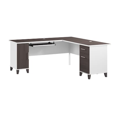Bush Home Somerset 72 W L Shaped Office Desk with Storage, Storm Gray (WC81010K)
