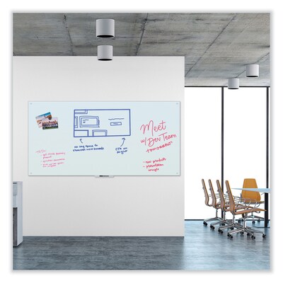 U Brands Glass Dry-Erase Whiteboard, 96 x 47, White (UBR4148U0001)