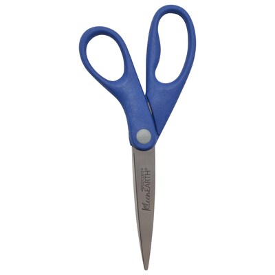 Westcott KleenEarth 8" Stainless Steel Scissors, Pointed Tip, Blue/Green, 2/Pack (14882)
