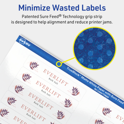Avery TrueBlock Laser/Inkjet Rectangle Multipurpose Labels, 5/8" x 3", White, 800/Pack (94214)