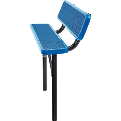 Global Industrial 6' Outdoor Steel Bench w/ Backrest, Expanded Metal, In Ground Mount, Blue (277154IBL)