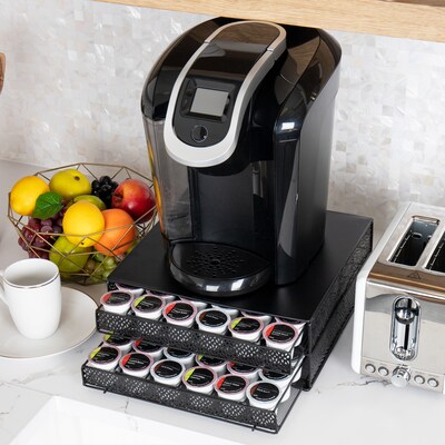 Mind Reader Plastic Coffee Pod Organizer with 2 Drawers, 72 Pod Capacity, Black (DBMTRAY-BLK)