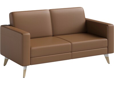 Safco Resi 54" Vinyl Lounge Settee, Cognac (1731RESFEET4PKCOG)