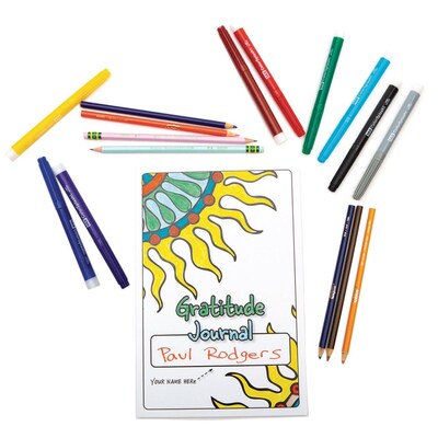 S&S Color-Your-Own Gratitude Guided Journal, 6" x 9", White, 100 Pages, 12/Pack (PE224712)