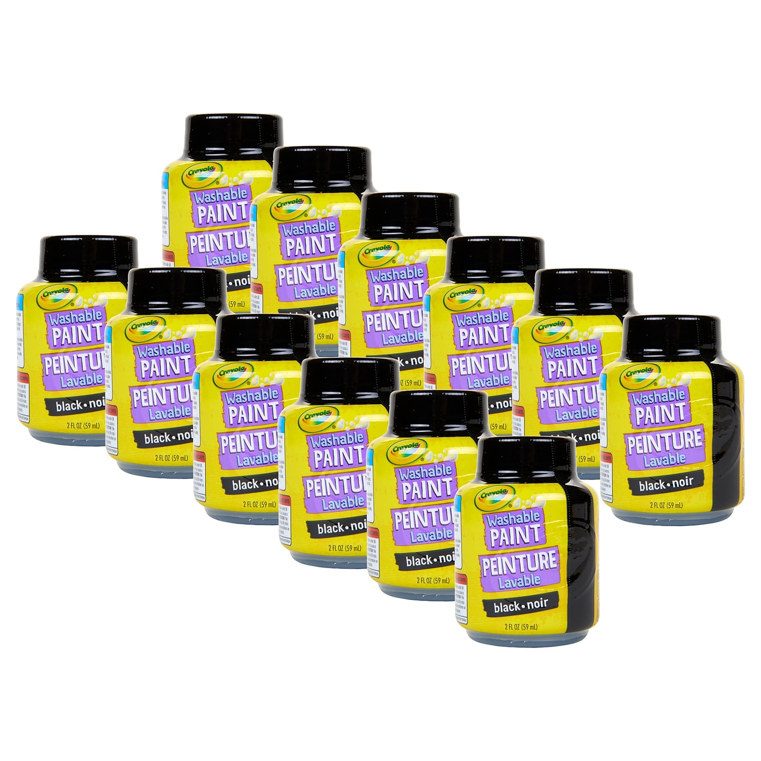 Crayola Washable Kids Paint, Black, 2 oz., 12/Bundle (BIN542851-12)