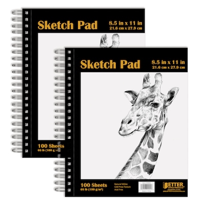 Better Office Products Sketch Paper Pads,  8.5 x 11, Premium Paper, 100 Sheets Per Pad (01303-2PK)