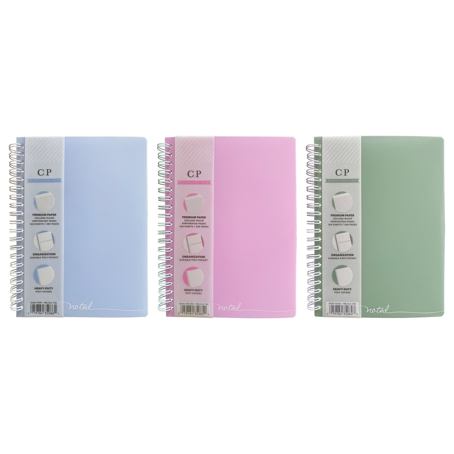 Carolina Pad Noted Premium 1-Subject Professional Notebooks, 7.38 x 9.5, College Ruled, 100 Sheets (13008)