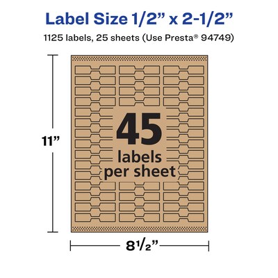 Avery Laser/Inkjet Multipurpose Labels, 2.5" x ", Kraft Brown, 1125/Pack (94749)