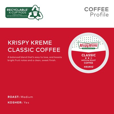 Krispy Kreme Classic Coffee Keurig® K-Cup® Pods, Medium Roast, 96/Carton (06110CT)