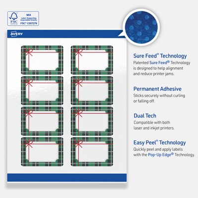 Avery Rectangle Multipurpose Labels, 2" x 3", White, 80/Pack (19479370408)