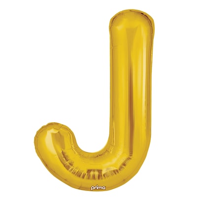 Party City (Air-Filled) 16 J Foil Balloon, Gold, 2/Pack (AM60050223-19)