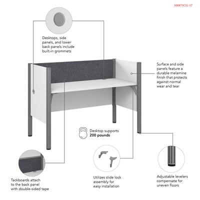 Bush Business Furniture ProBiz 43"H x 63"W Cubicle Workstation, White (100871CG-17)