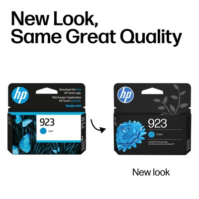 HP 923 Cyan Standard Yield Ink Cartridge, Prints Up to 400 Pages (4K0T0LN)