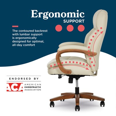 La-Z-Boy Colston Ergonomic Vegan Leather Swivel Executive Chair, Cream (60120-CRM)