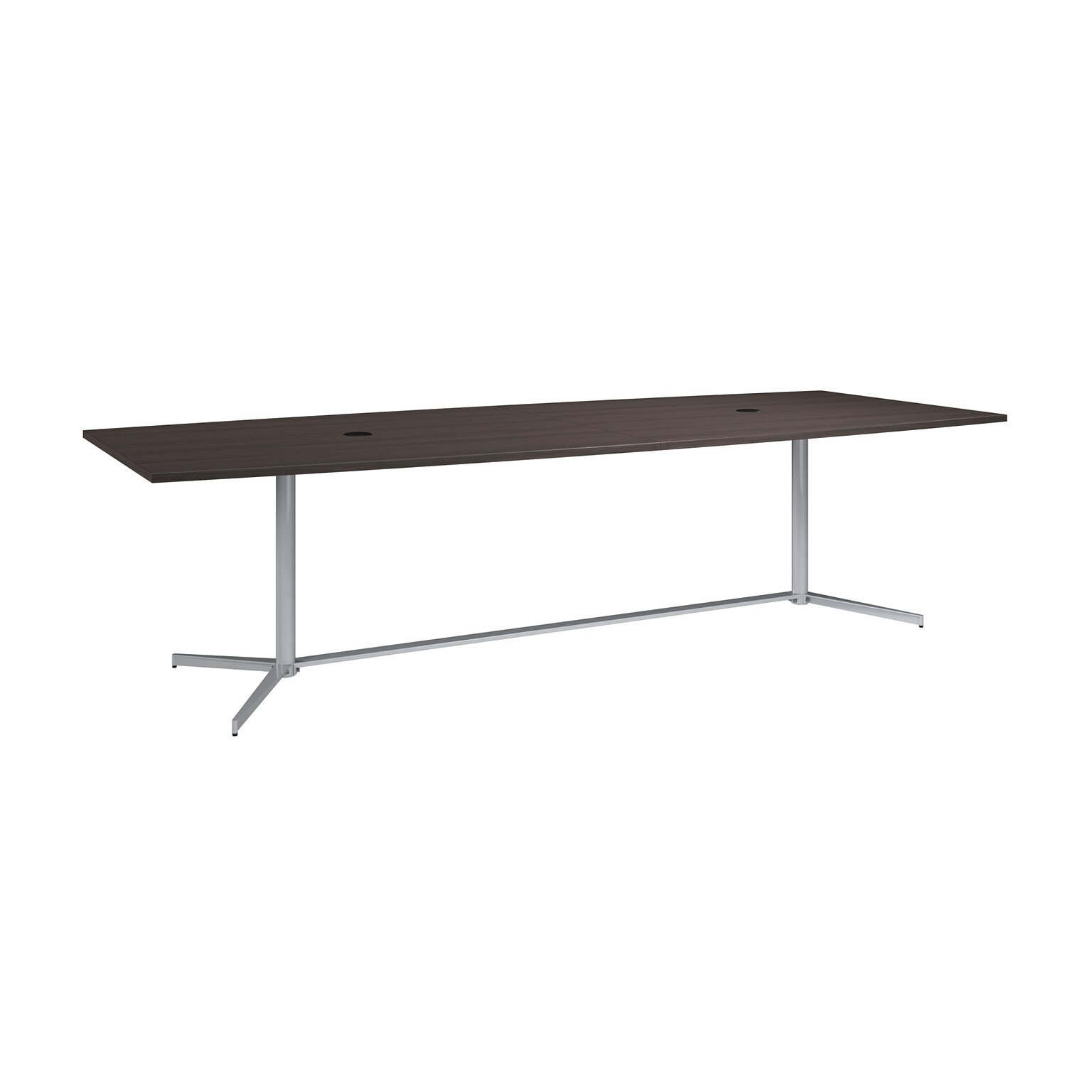 Bush Business Furniture 120W x 48D Boat Shaped Conference Table with Metal Base, Storm Gray (99TBM120SGSVK)