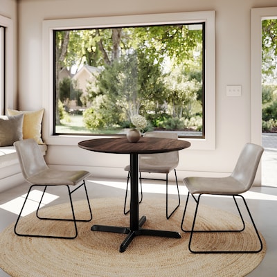 Flash Furniture Acadia 36" Round Wooden Dining Table with X-Base, Dark Brown/Black Base (STRD36WBRT3030)