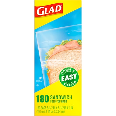 Glad Fold Top Bags, Sandwich, 180 Bags/Box (CLO 60771)