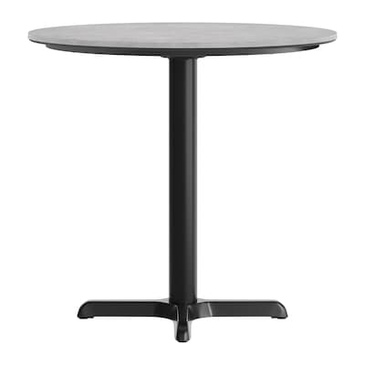 Flash Furniture Acadia 31.25" Round Wooden Dining Table with X-Base, Gray Faux Concrete/Black Base (STRD31CGT2222)