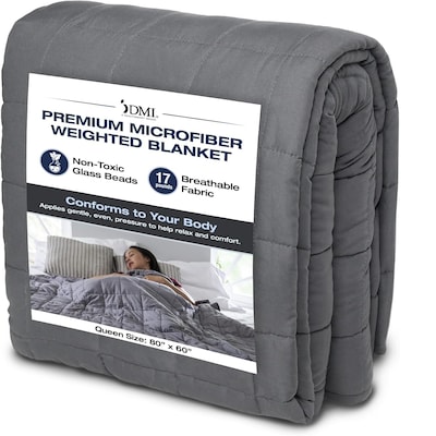 DMI Microfiber Weighted Blanket, 80? x 60?, 17lbs, Gray (650-1114-0600)