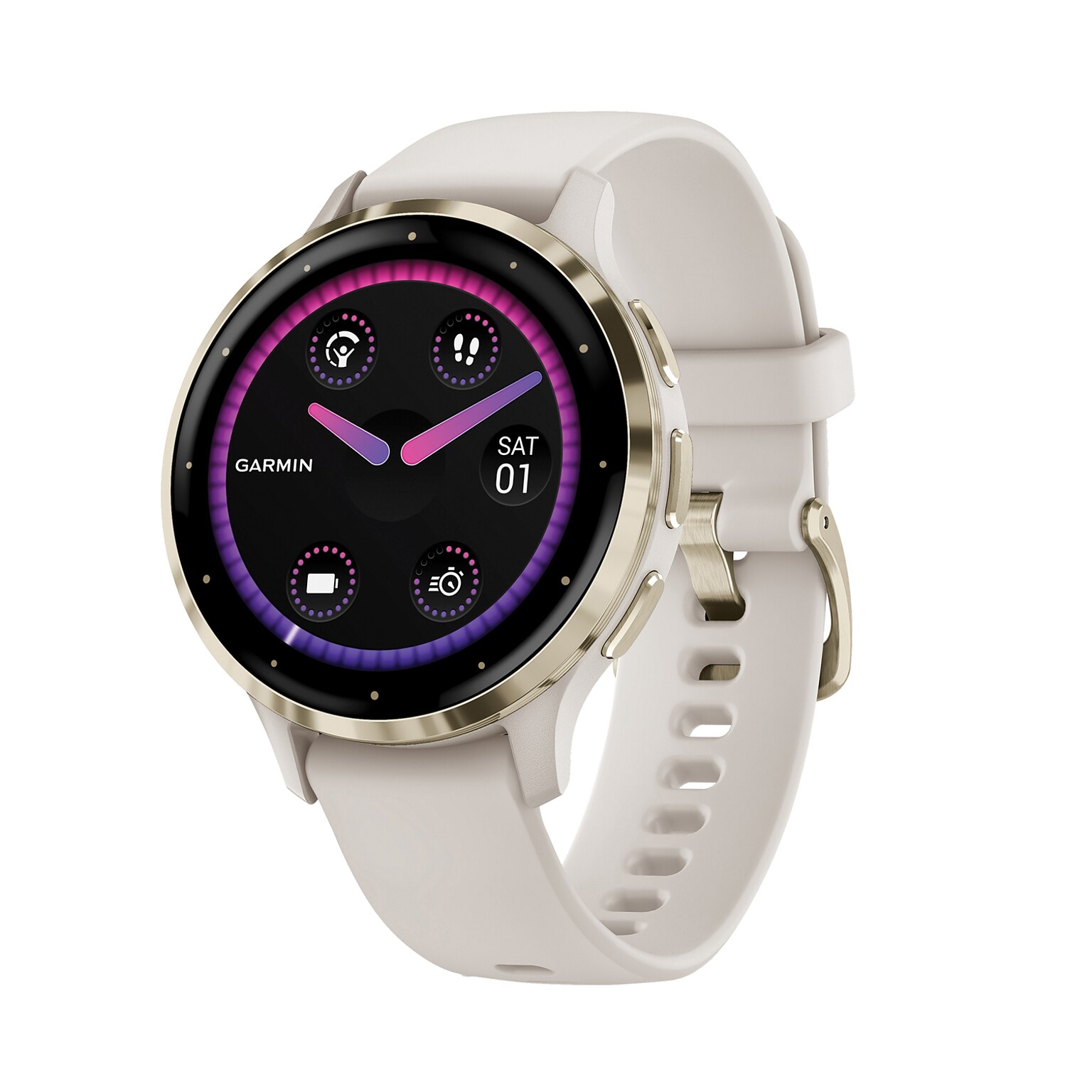 Garmin Venu 3S Smartwatch, GPS, 41mm, Ivory Silicone Band (010-02785-04)