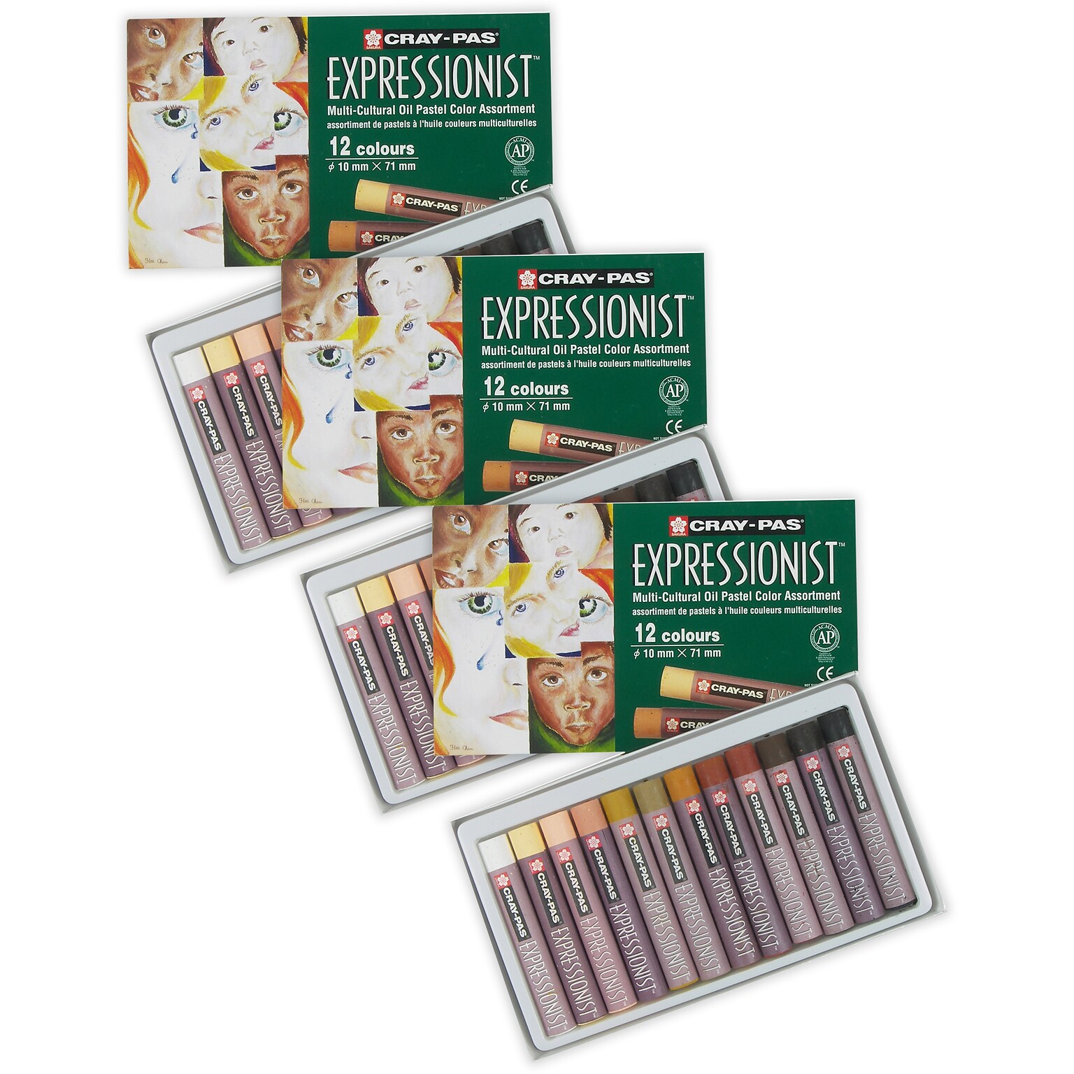 Sakura Cray-Pas Expressionist Oil Pastels, Skin Tone Assorted Colors, 12/Set, 3 Sets/Bundle (SAKXLP12SA-3)