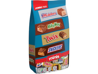Snickers, Twix, 3Musketeers and MilkyWay Minis Milk Chocolate Candy Bars Bulk Variety Pack, 30.63 oz
