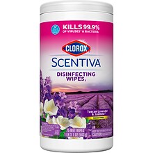 Clorox Scentiva Disinfecting Wipes, Tuscan Lavender & Jasmine Scent, 75 Wipes/Container, 6/Carton (6