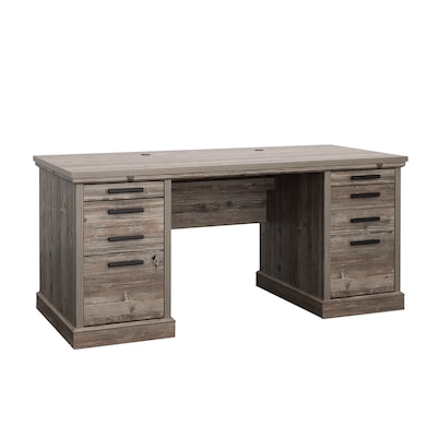 Sauder Aspen Post 65"W Executive Computer Desk, Pebble Pine (433677)
