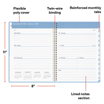 2027 Staples 8 x 11 Weekly & Monthly Planner, Eternal Blue (ST63609-27)