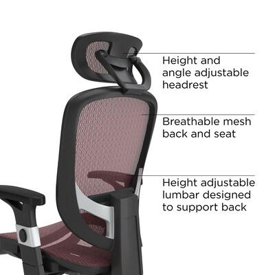 Quill Brand® Hyken Mesh Computer and Desk Chair, Red (50218)