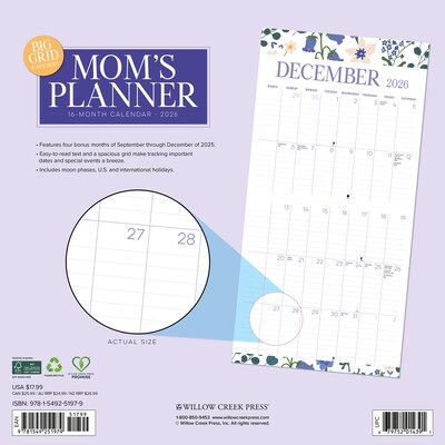 2026 Willow Creek Moms Planner Calendar 12 x 12 Monthly Wall Calendar (51979)