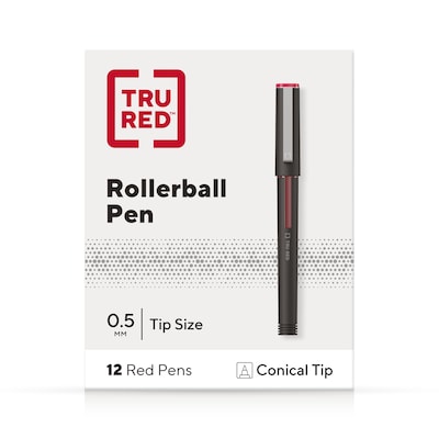 TRU RED™ Rollerball Pens, Fine Point, Red, Dozen/Pack (TR57323)