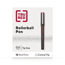 TRU RED™ Rollerball Pens, Fine Point, Red, Dozen/Pack (TR57323)