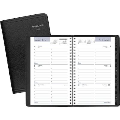2027 AT-A-GLANCE DayMinder 5 x 8 Weekly Appointment Book, Faux Leather Cover, Black (G210-00-27)