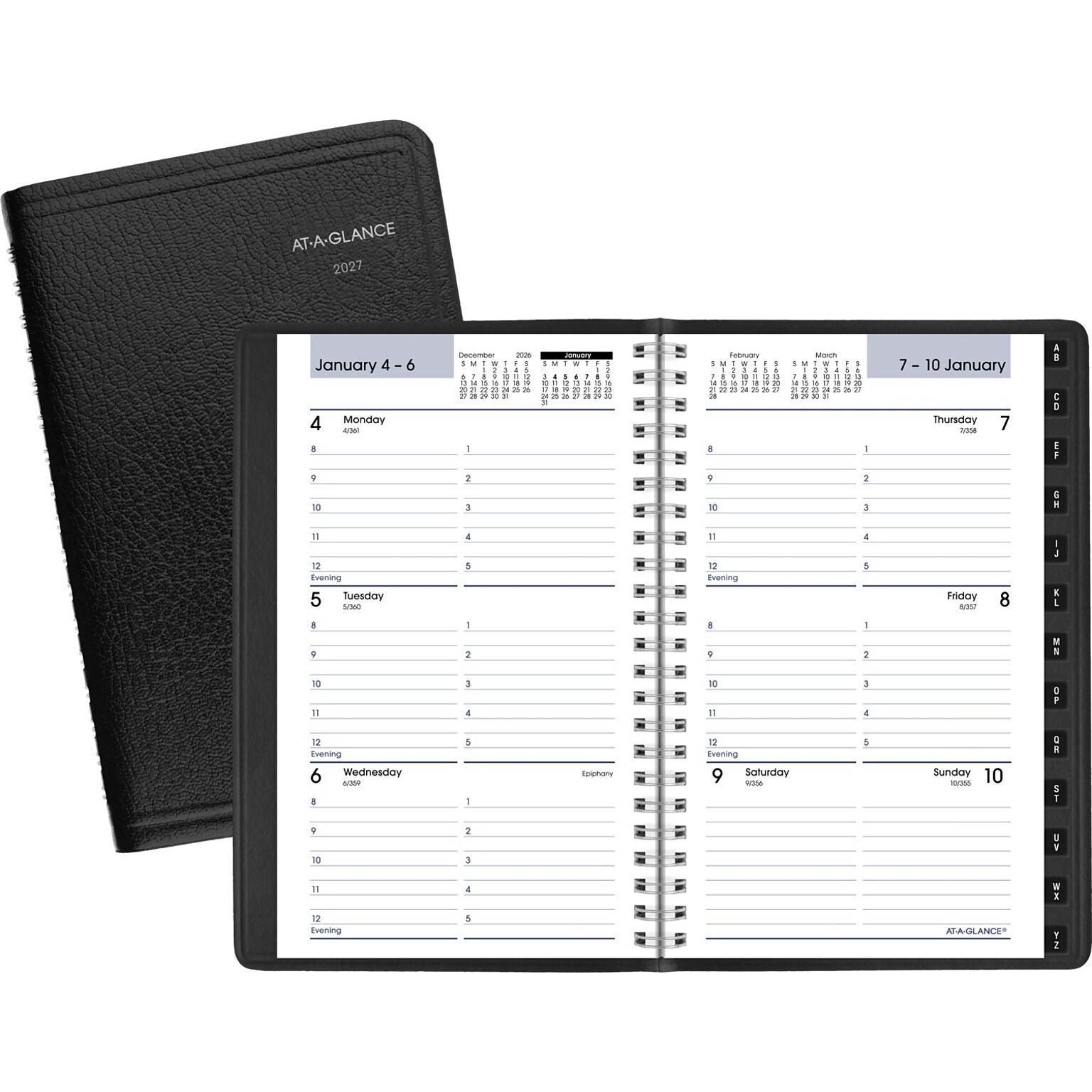 2027 AT-A-GLANCE DayMinder 5 x 8 Weekly Appointment Book, Faux Leather Cover, Black (G210-00-27)
