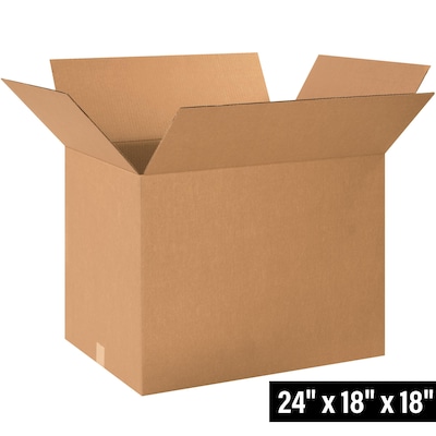 24 x 18 x 18 Standard Shipping Boxes, 32 ECT, Kraft, 10/Bundle (241818)
