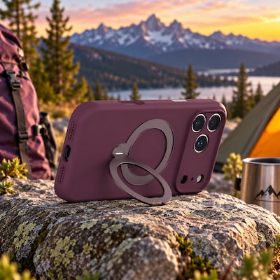 SaharaCase MagSafe Silicone Phone Case for iPhone 18 Pro Max, 360-Degree Kickstand, Wireless Charging, Dark Cherry (CP01189)