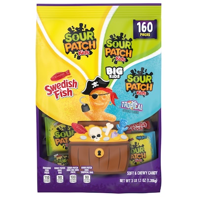 Sour Patch Kids & Swedish Fish Halloween Candy Variety Pack, 49.1oz, 160 Pieces (704620118900)