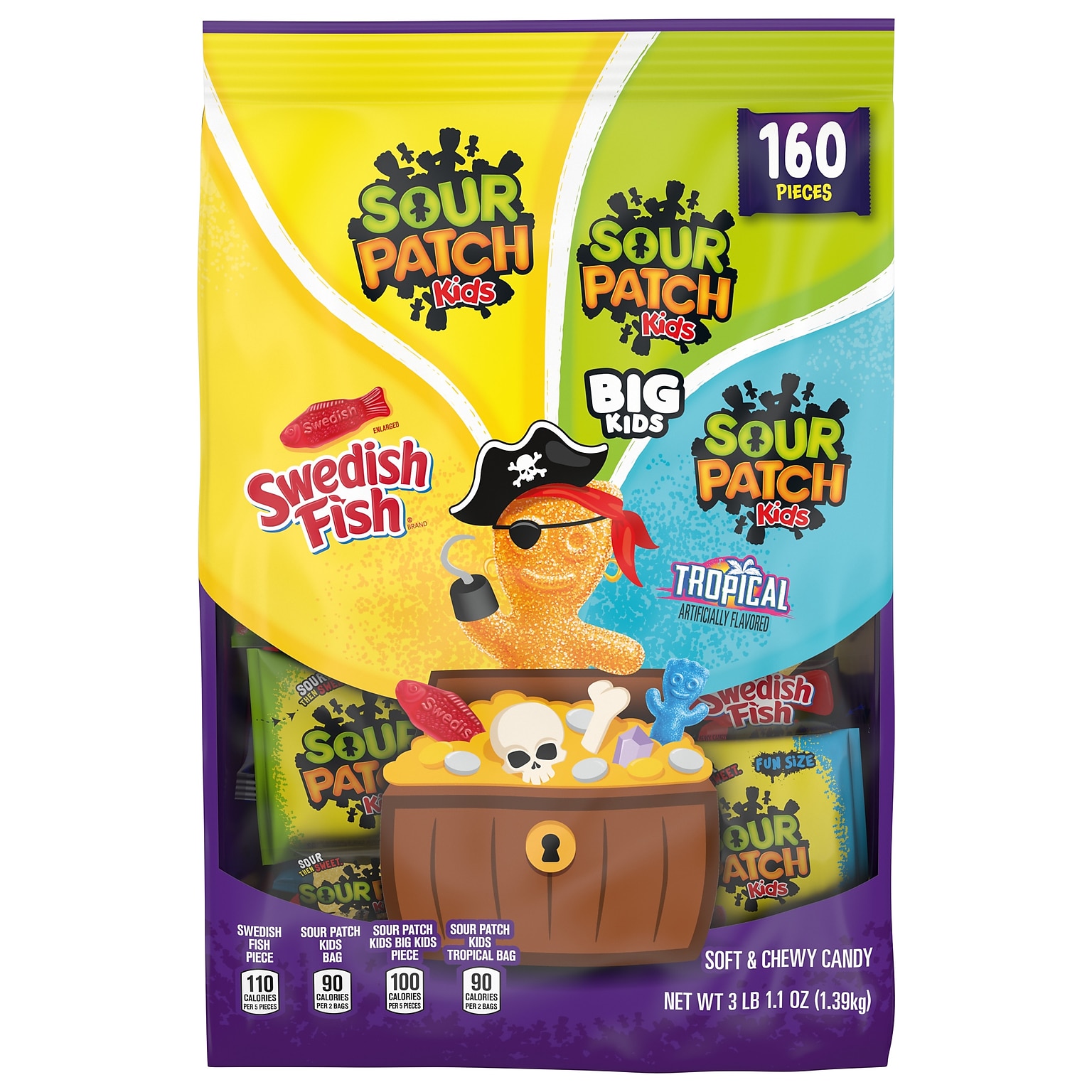 Sour Patch Kids & Swedish Fish Halloween Candy Variety Pack, 49.1oz, 160 Pieces (704620118900)