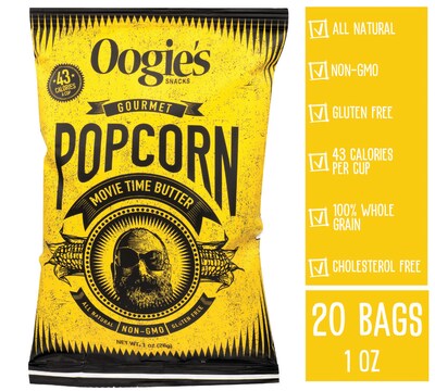 Oogie's Snacks Movie Time Butter Popcorn, 1 oz., 20 Bags/Box (856856001124)