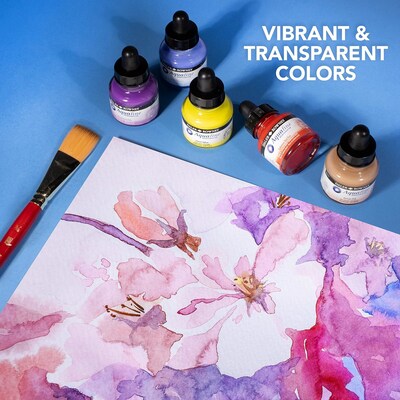 Daler-Rowney Aquafine Watercolor Ink, Assorted Colors, 29.5ml, 7/Set (DRW166100007)
