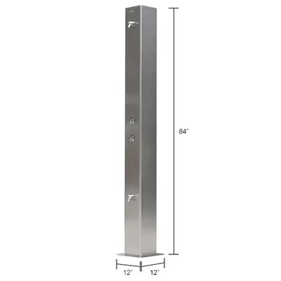 Global Industrial 84"H Outdoor Water Shower, 2 Nozzles, Stainless Steel (670434)