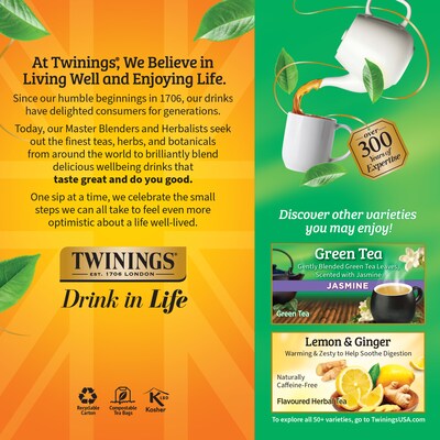 Twinings Green Tea Bags, 25/Box (TNA51732)