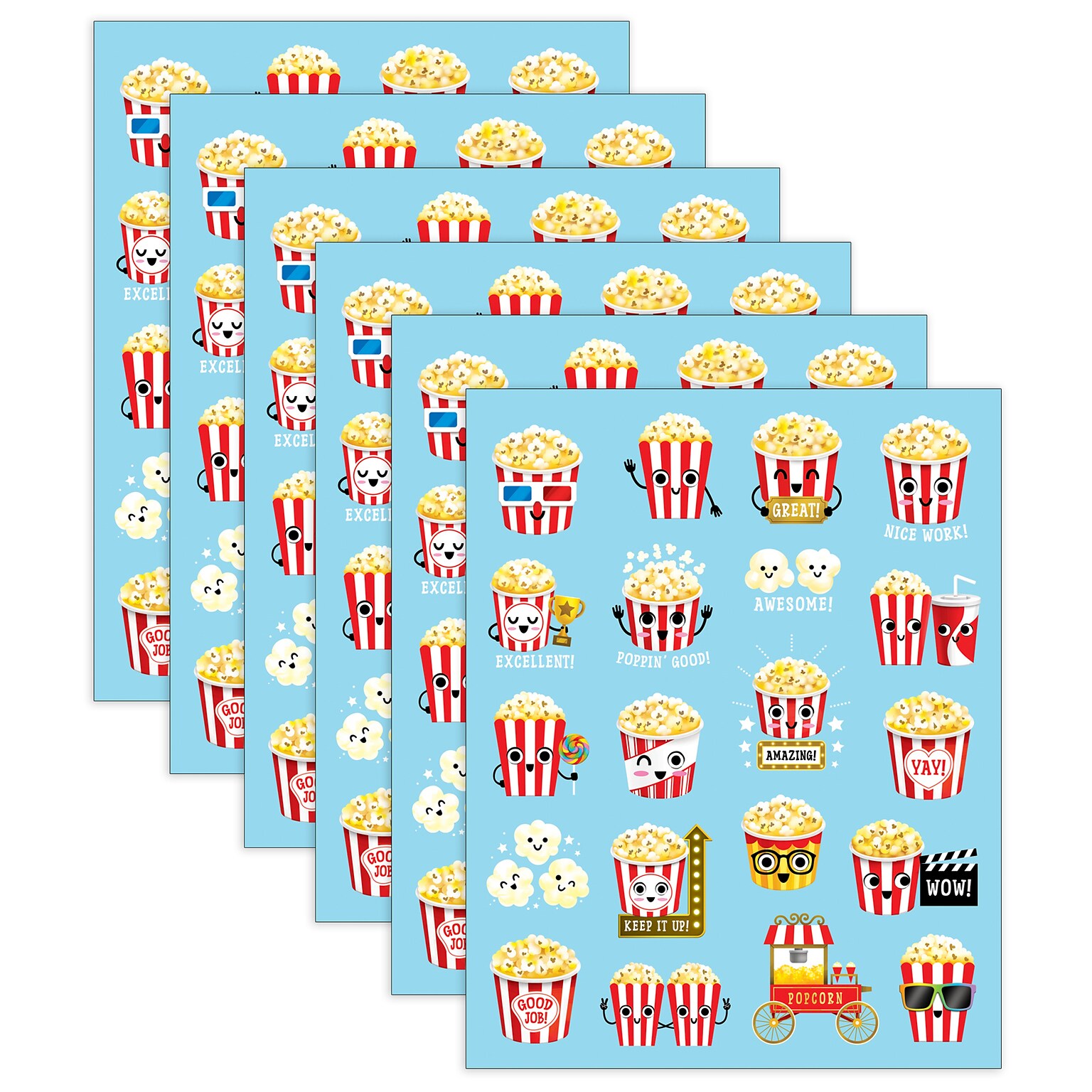Teacher Created Resources Popcorn Smelly Stickers, Multicolored, 120/Pack, 6/Packs/Bundle (TCR9454-6)