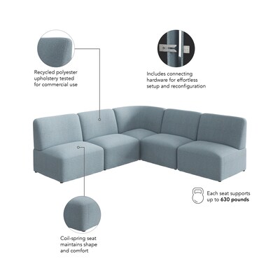 Bush Business Furniture Assemble Modular 5 Seater L Shaped Sectional, Mist Fabric (ASM004MSF)