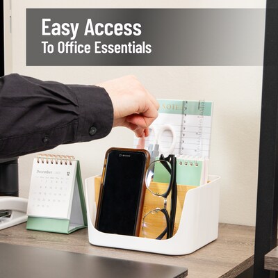 Mind Reader 5-Compartment Plastic Desk Organizer, White (SLORG-WHT)